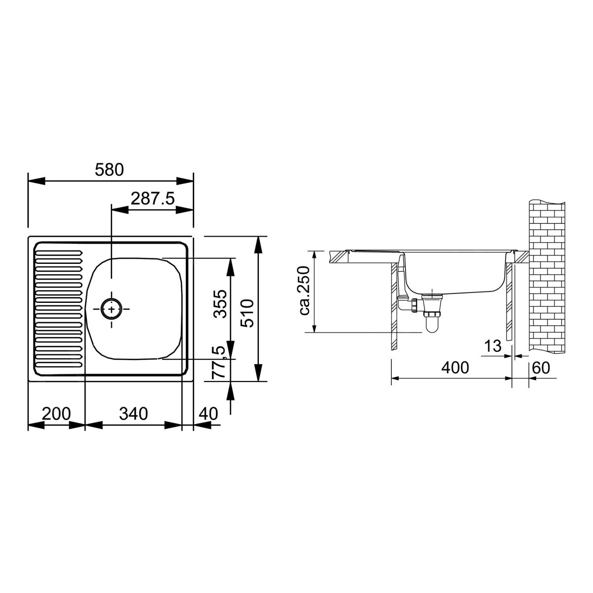 101.0286.108 Franke ETN 611-58 pomivalno korito iz nerjavnega jekla