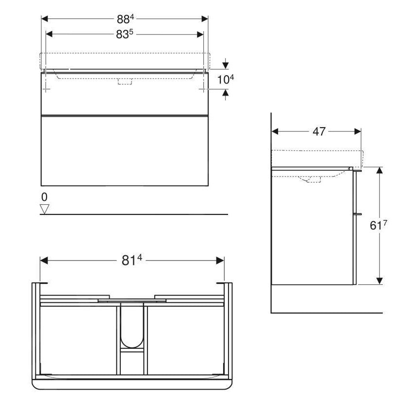 500.354.JR.1 Geberit Smyle Square 88 x 47 cm omarica za umivalnik