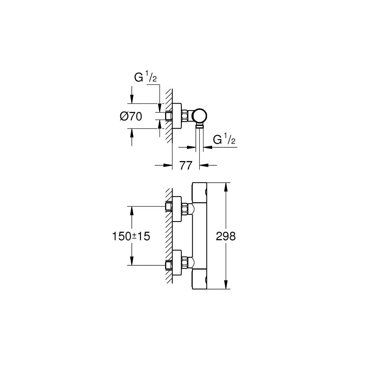 34765000 Grohe Grohtherm 800 Cosmopolitan stenska termostatska armatura za tuš