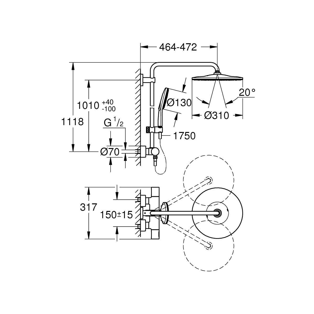 26647000 Grohe Rainshower SmartActive 310 termostatska armatura s tuš setom