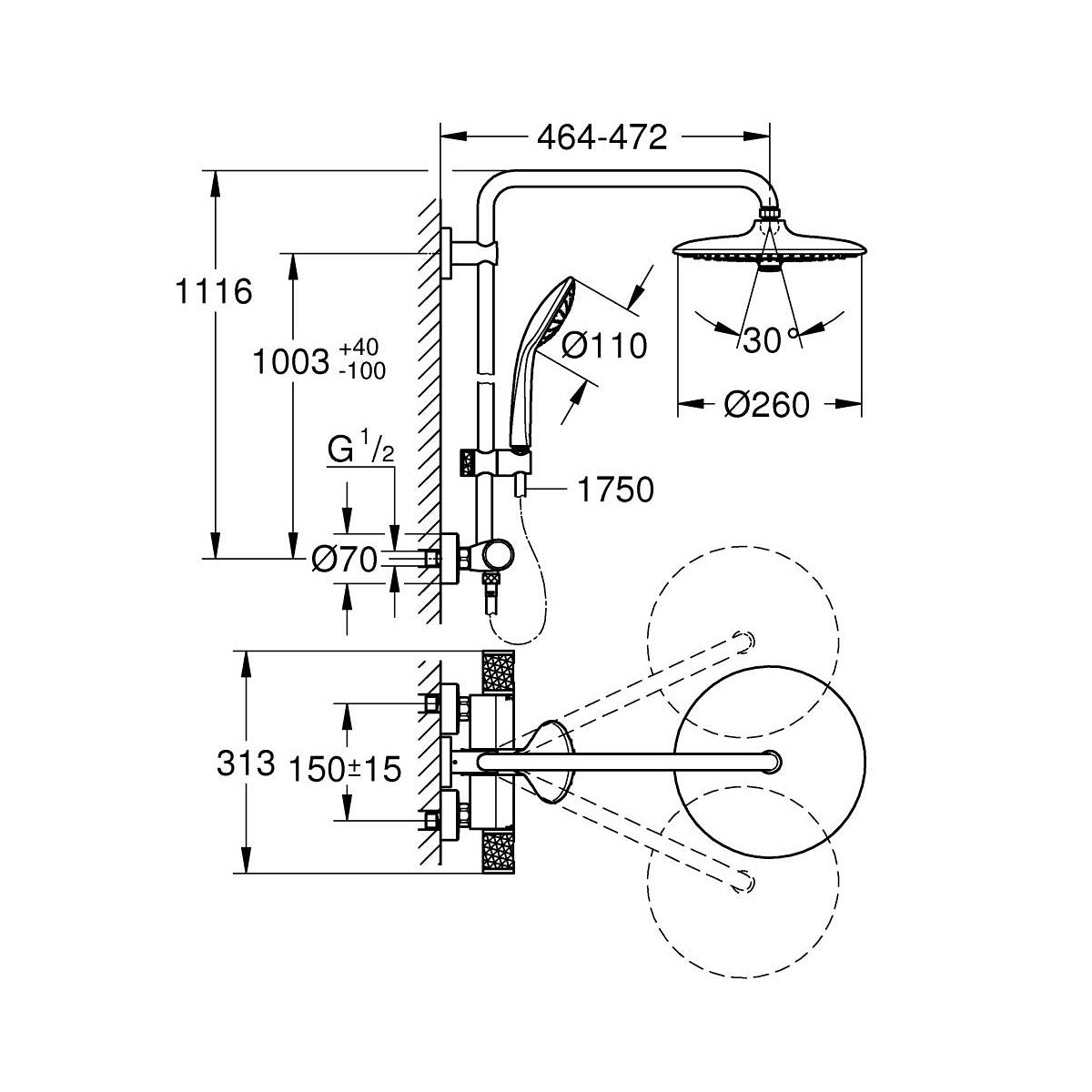 27296003 Grohe Euphoria System 260 termostatska armatura s tuš setom