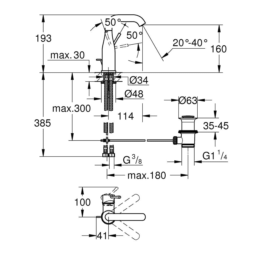 Armature za umivalnike — 23462DC1 Grohe Essence vrtljiva armatura za umivalnik | SAN-KERAMIKA.SI