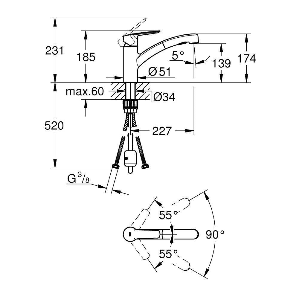 303072431 Grohe Start vrtljiva izvlečna kuhinjska armatura