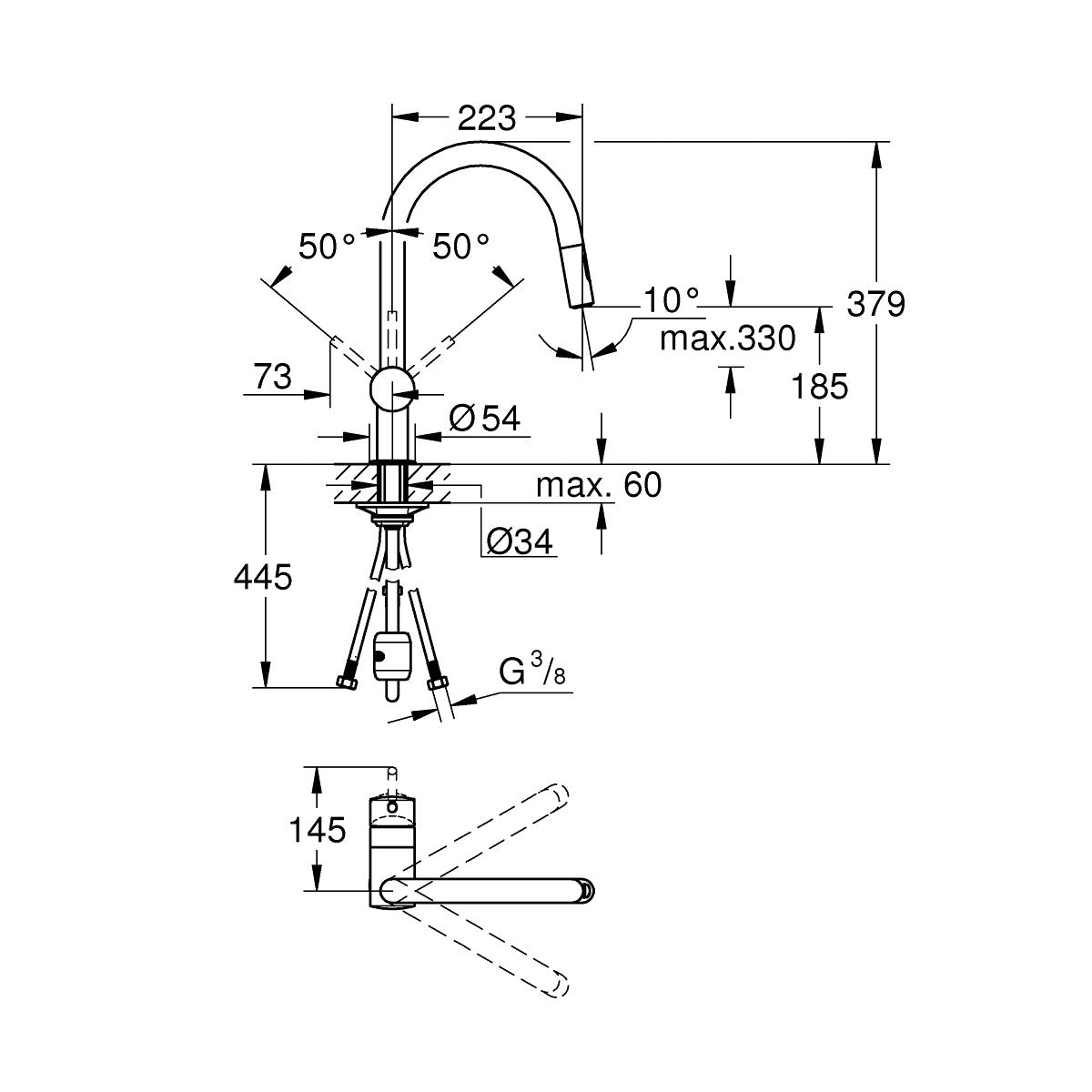 32321DL2 Grohe Minta vrtljiva izvlečna kuhinjska armatura
