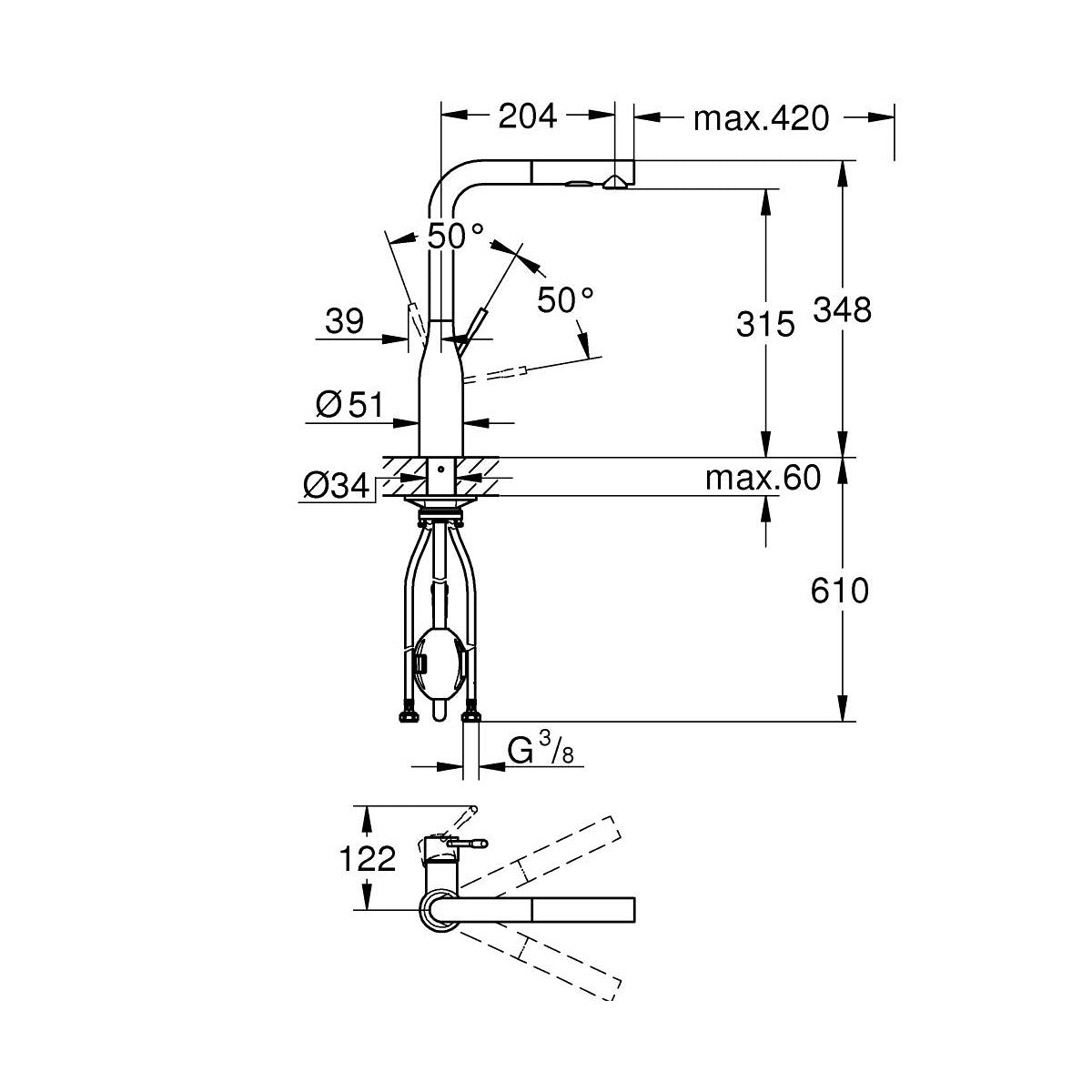 30504KF0 Grohe Essence New vrtljiva izvlečna kuhinjska armatura