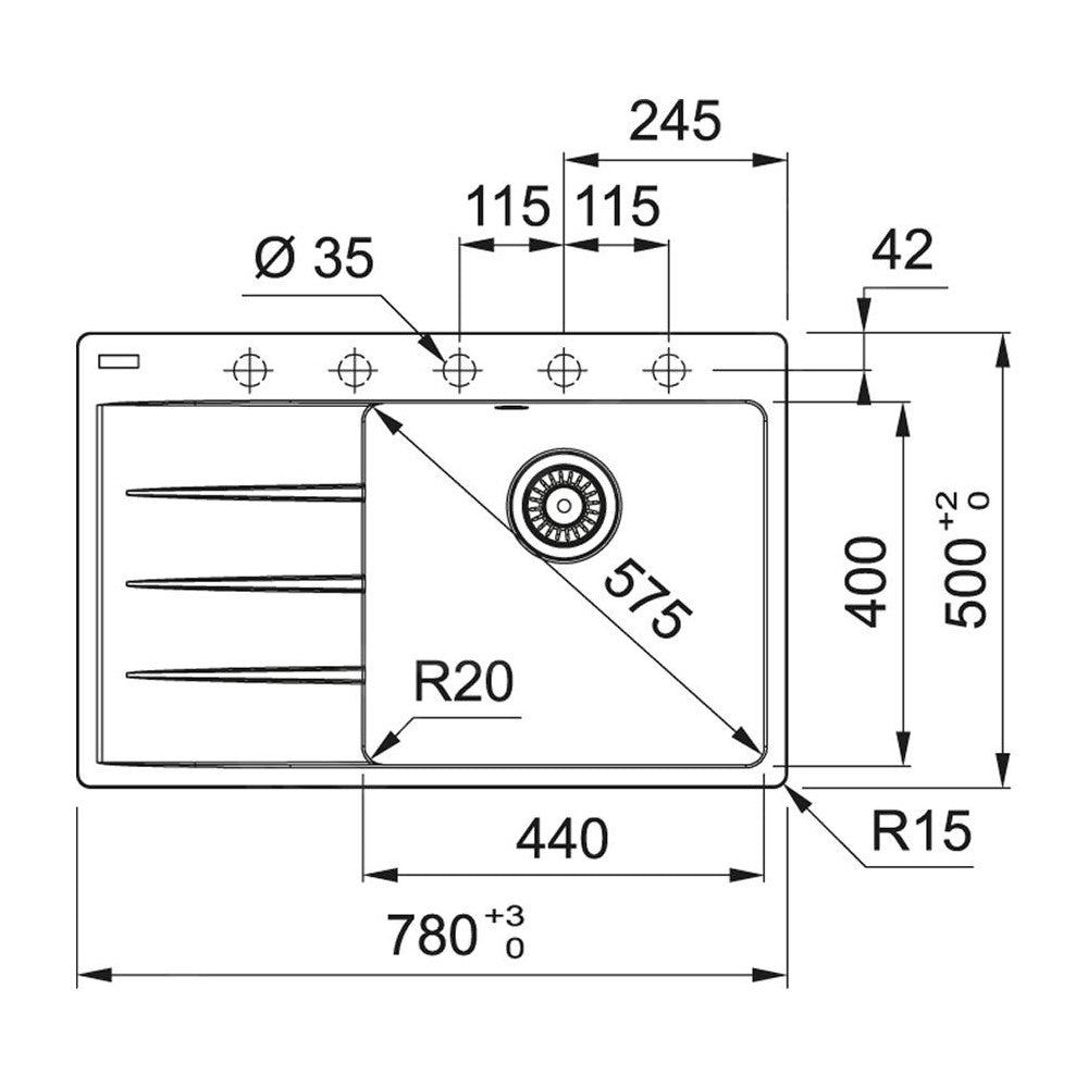 114.0637.516 Franke Centro CNG 611-78 TL/7 Stonegrey pomivalno korito iz umetnega kamna