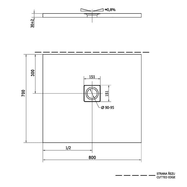 11241 Polysan Flexia 80 x 70 cm pravokotna tuš kad iz litega marmorja