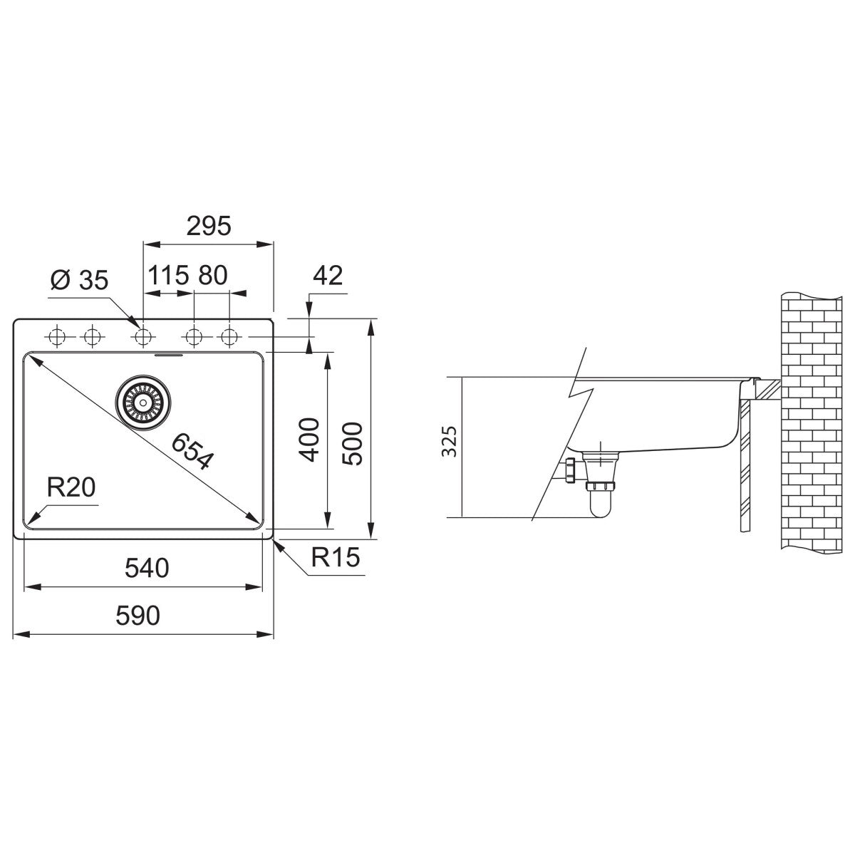 114.0661.453 Franke Maris MRG 610-54 FTL pomivalno korito iz umetnega kamna