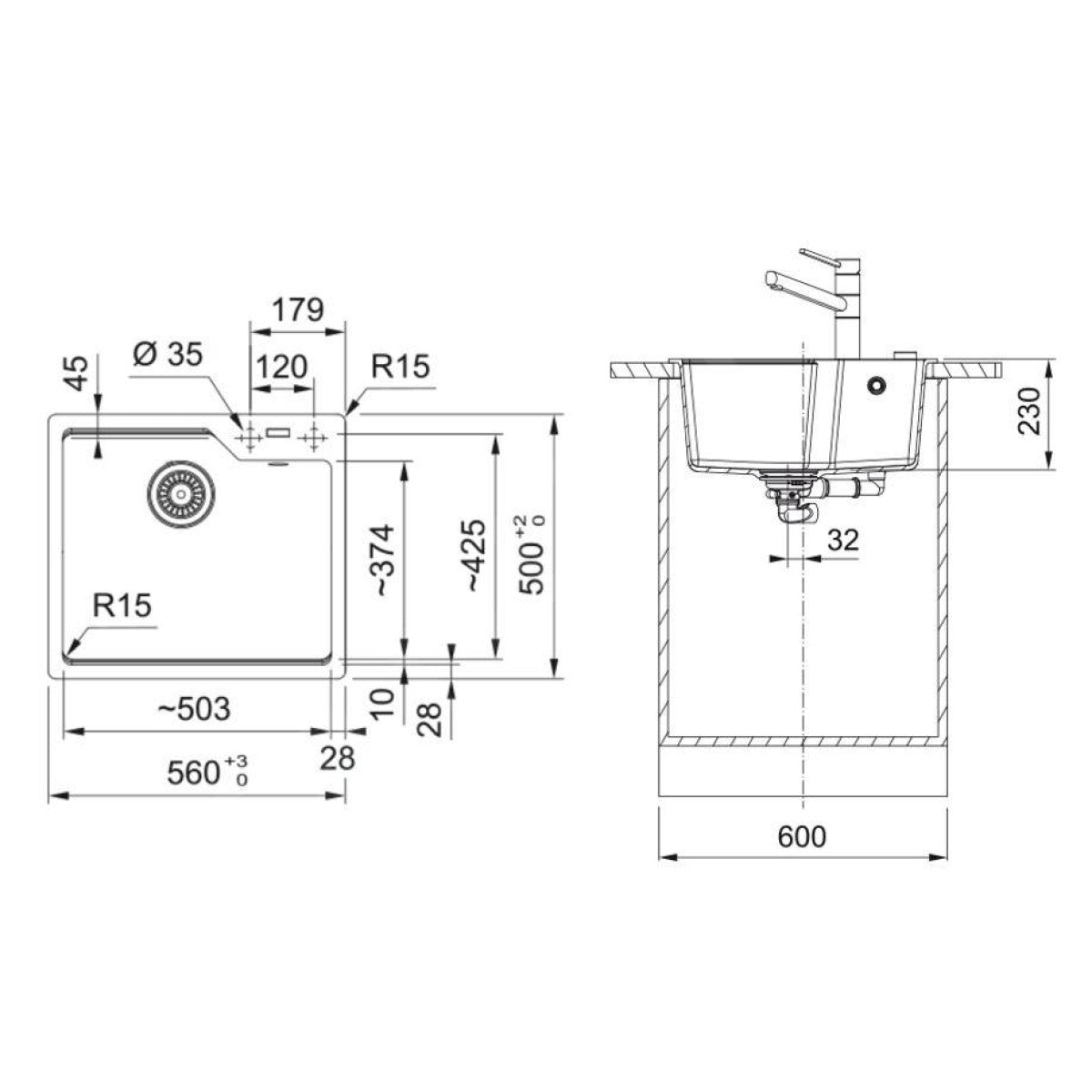 114.0700.064 Franke Urban UBG 610-56 pomivalno korito iz umetnega kamna