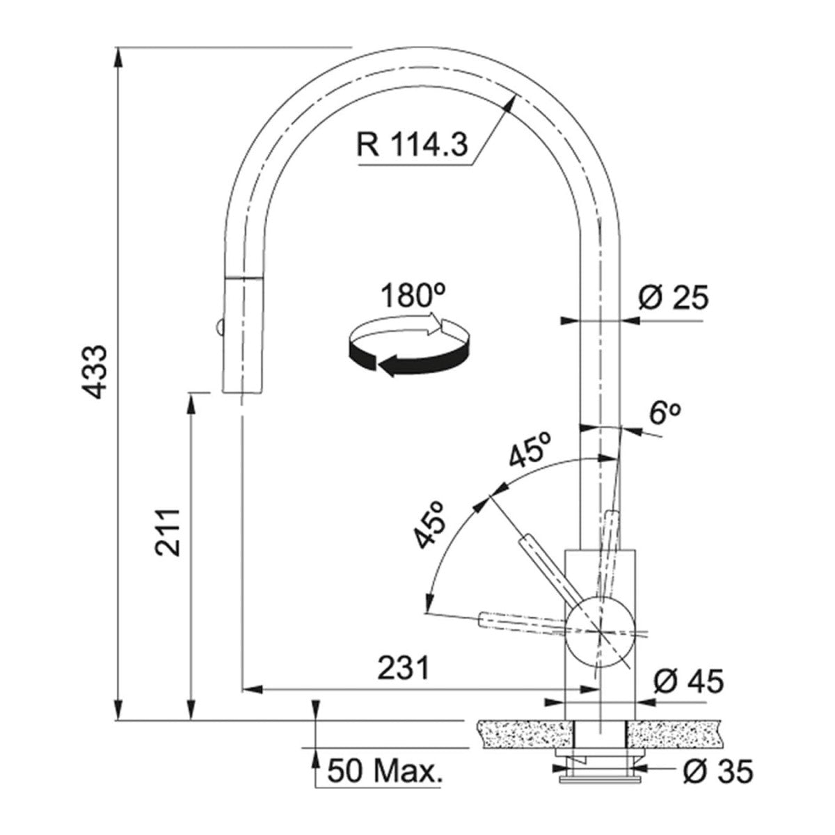 115.0613.671 Franke Eos Neo FC 0045.502 izvlečna kuhinjska armatura