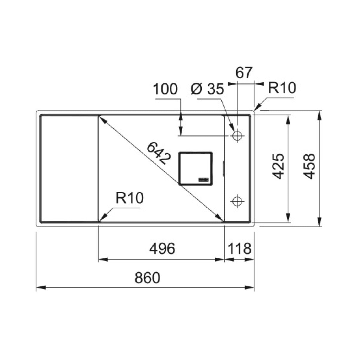 135.0539.538 Franke Fresno FSG 211/111 pomivalno korito iz umetnega kamna
