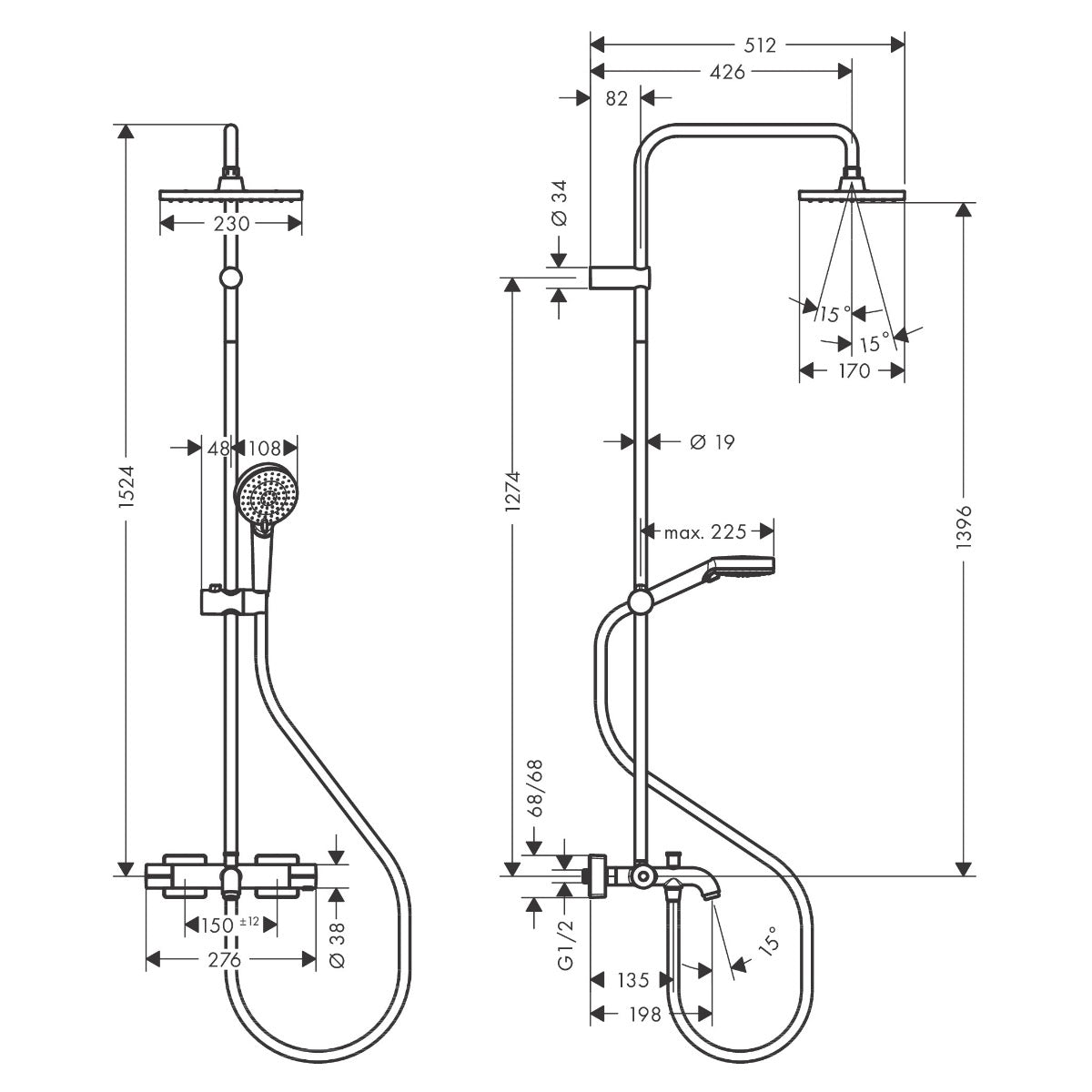 26284000 Hansgrohe Vernis Shape 230 termostatska armatura za kad s tuš setom