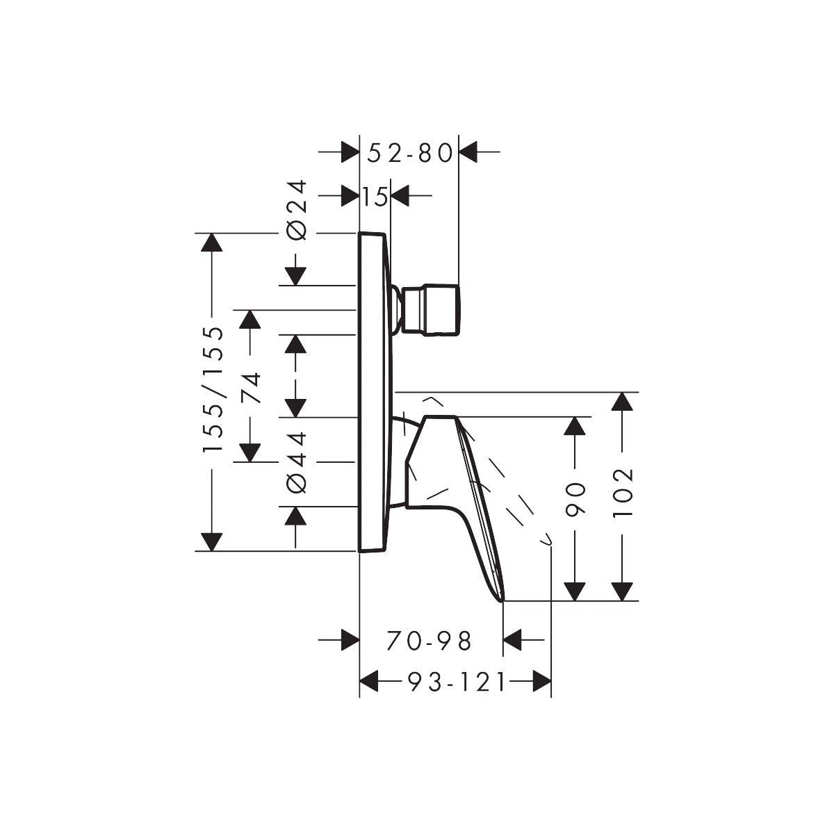 71405670 Hansgrohe Logis pokrivna plošča črna