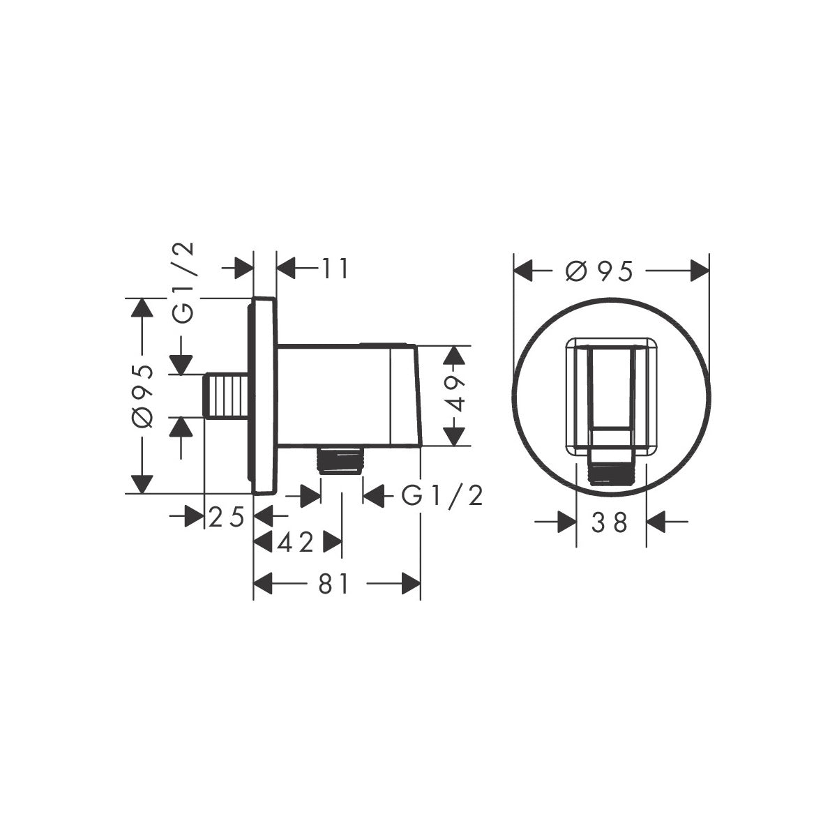 26888990 Hansgrohe FixFit S držalo za tuš ročko z iztočnim kolenom