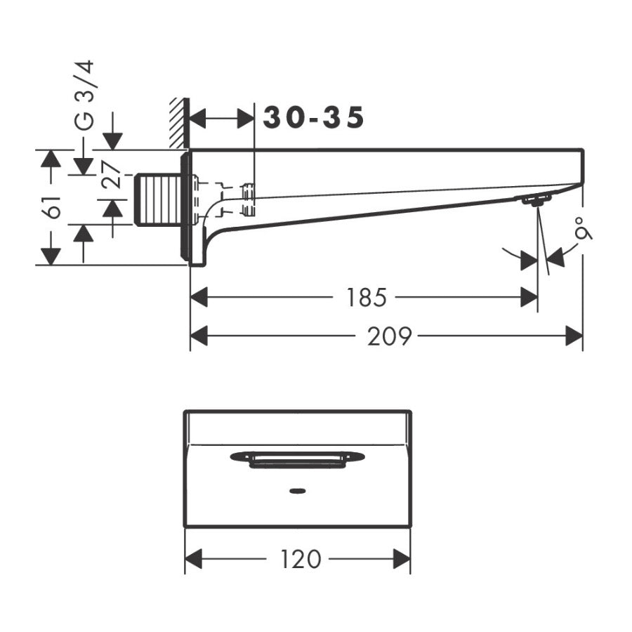 32543670 Hansgrohe Metropol stenski izliv za kad ali umivalnik
