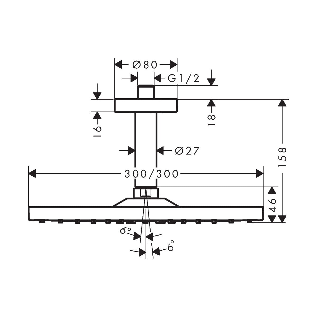 26250670 Hansgrohe Raindance E 300 1jet nadglavna prha črna
