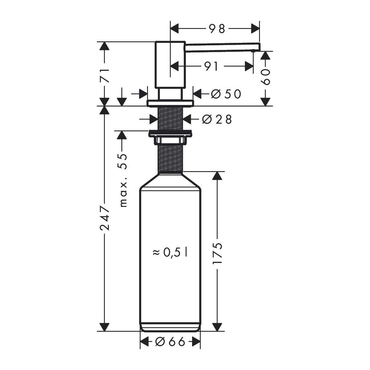 40438000 Hansgrohe A41 vgradni milnik za tekoče milo