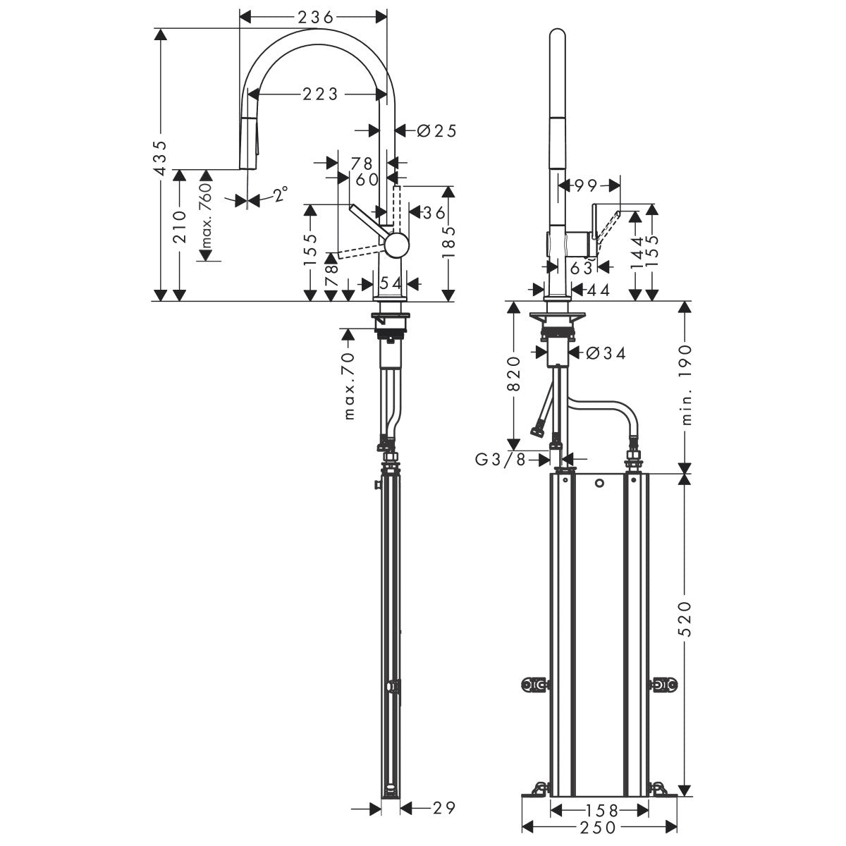 72801670 Hansgrohe Talis M54 2jet sBox vrtljiva izvlečna kuhinjska armatura