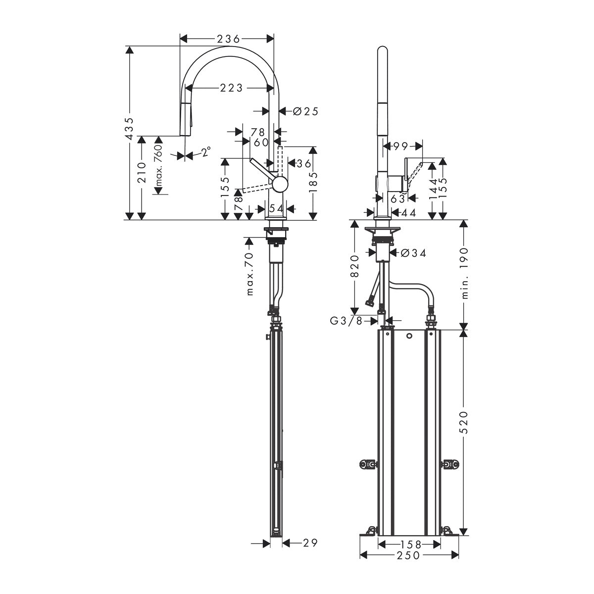 72801000 Hansgrohe Talis M54 2jet sBox vrtljiva izvlečna kuhinjska armatura