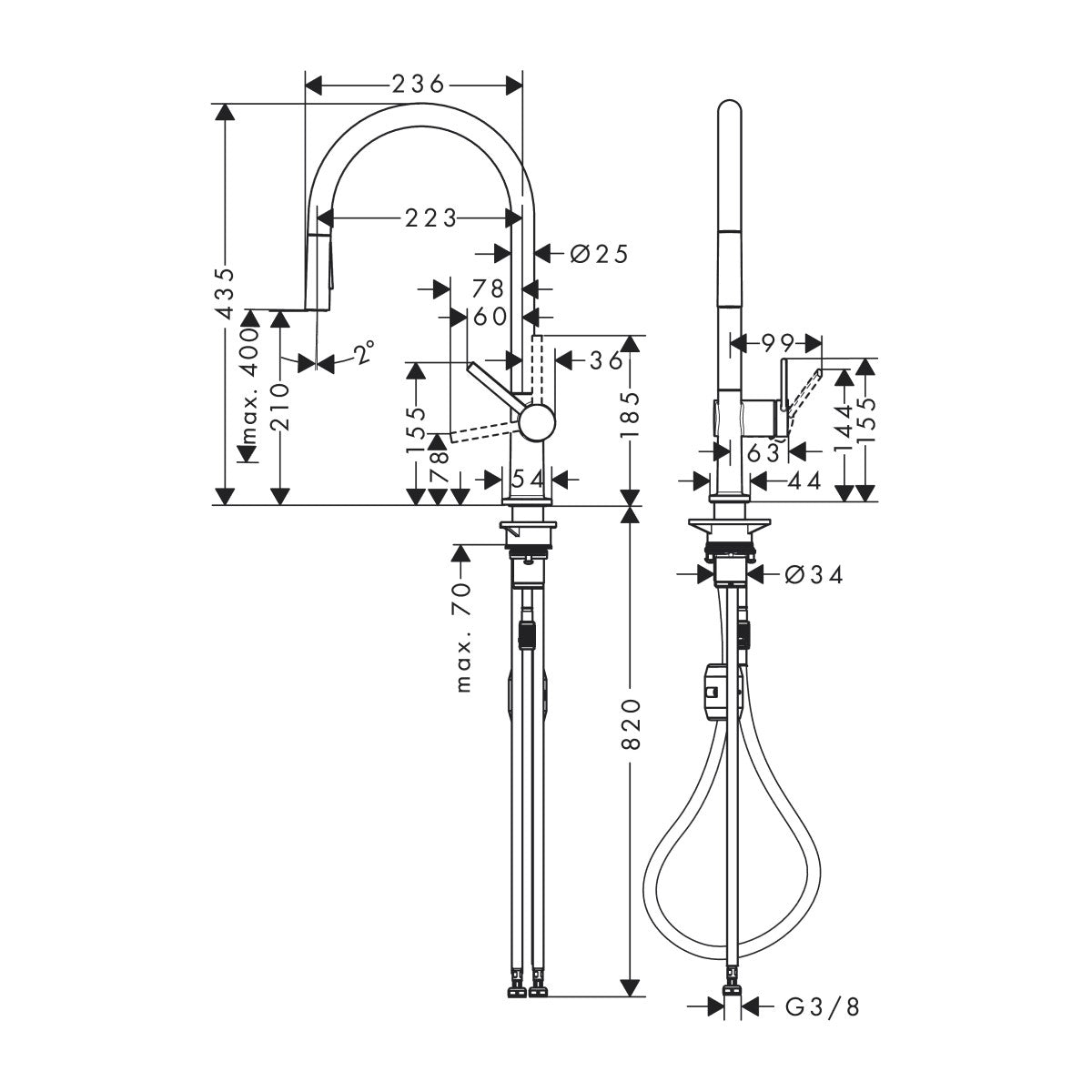 72800000 Hansgrohe Talis M54 210 vrtljiva izvlečna kuhinjska armatura