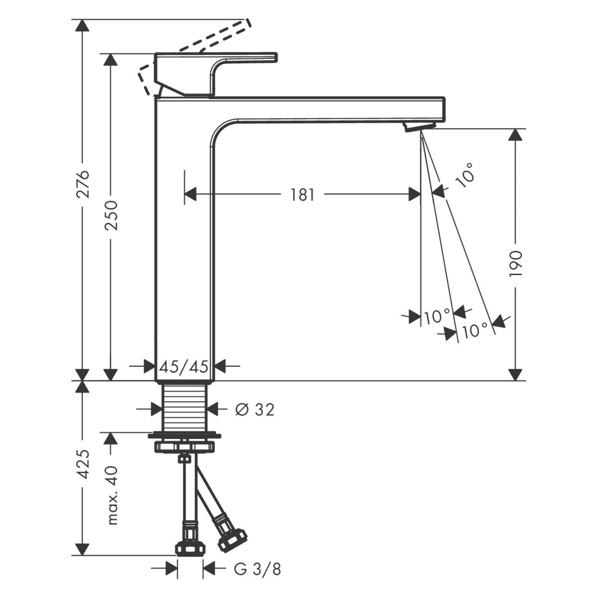 71591000 Hansgrohe Vernis Shape 190 visoka armatura za umivalnik
