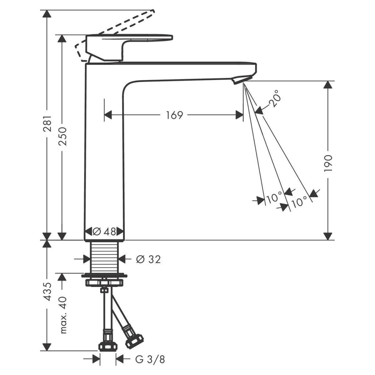 71582000 Hansgrohe Vernis Blend 190 visoka armatura za umivalnik