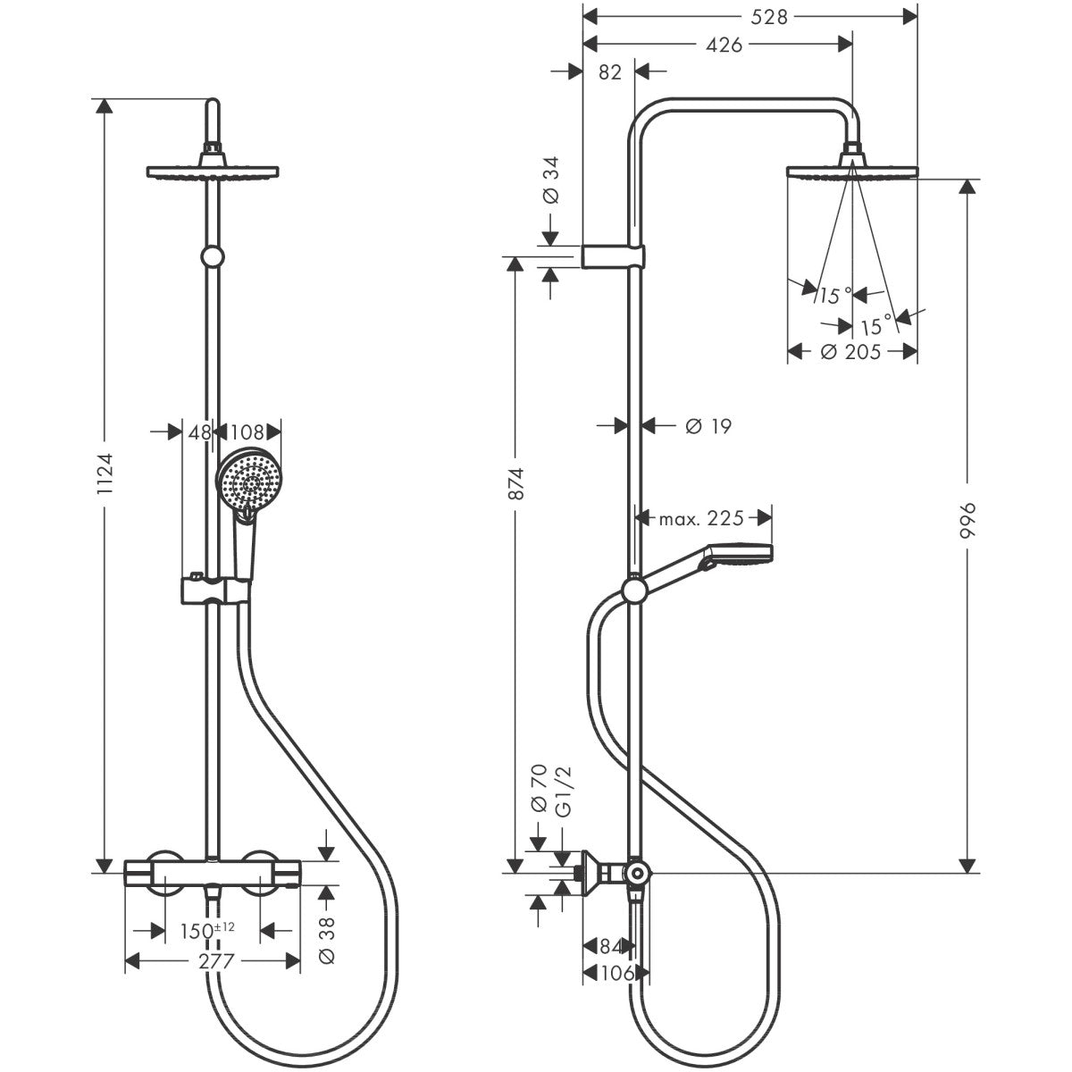 26089670 Hansgrohe Vernis Blend 200 EcoSmart termostatska armatura za tuš s tuš setom