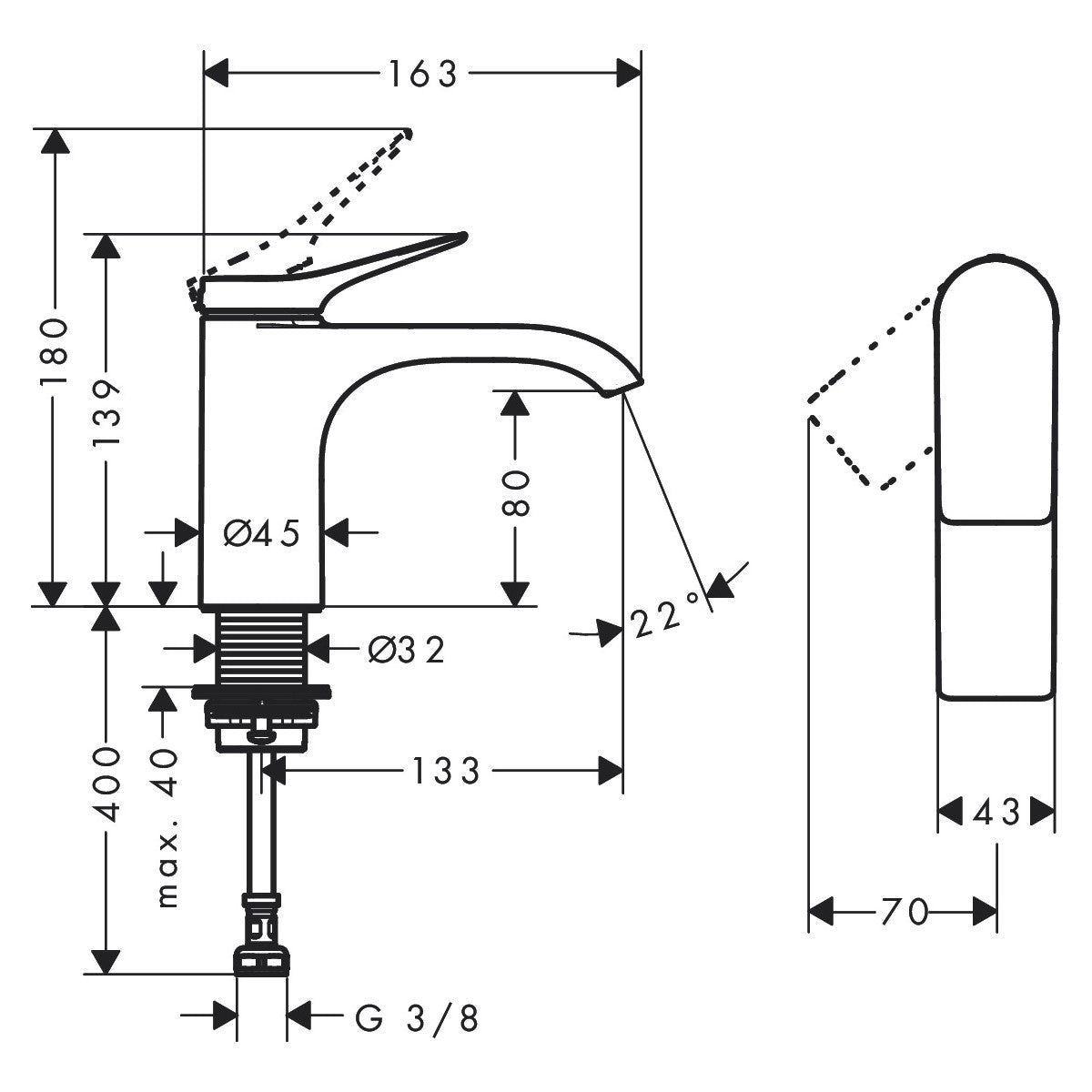 75013700 Hansgrohe Vivenis 80 armatura za umivalnik za hladno vodo