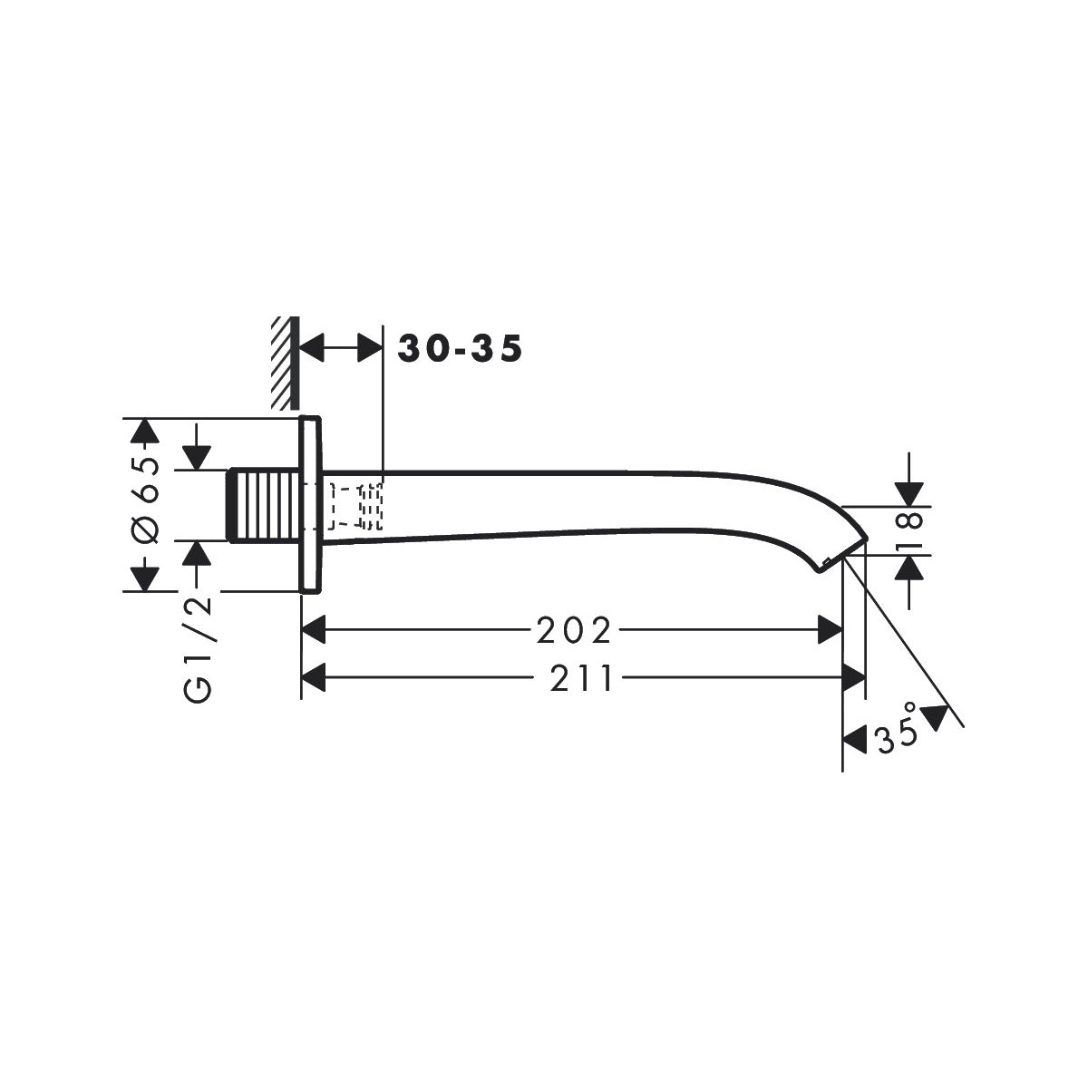 75410000 Hansgrohe Vivenis stenski izliv za kad