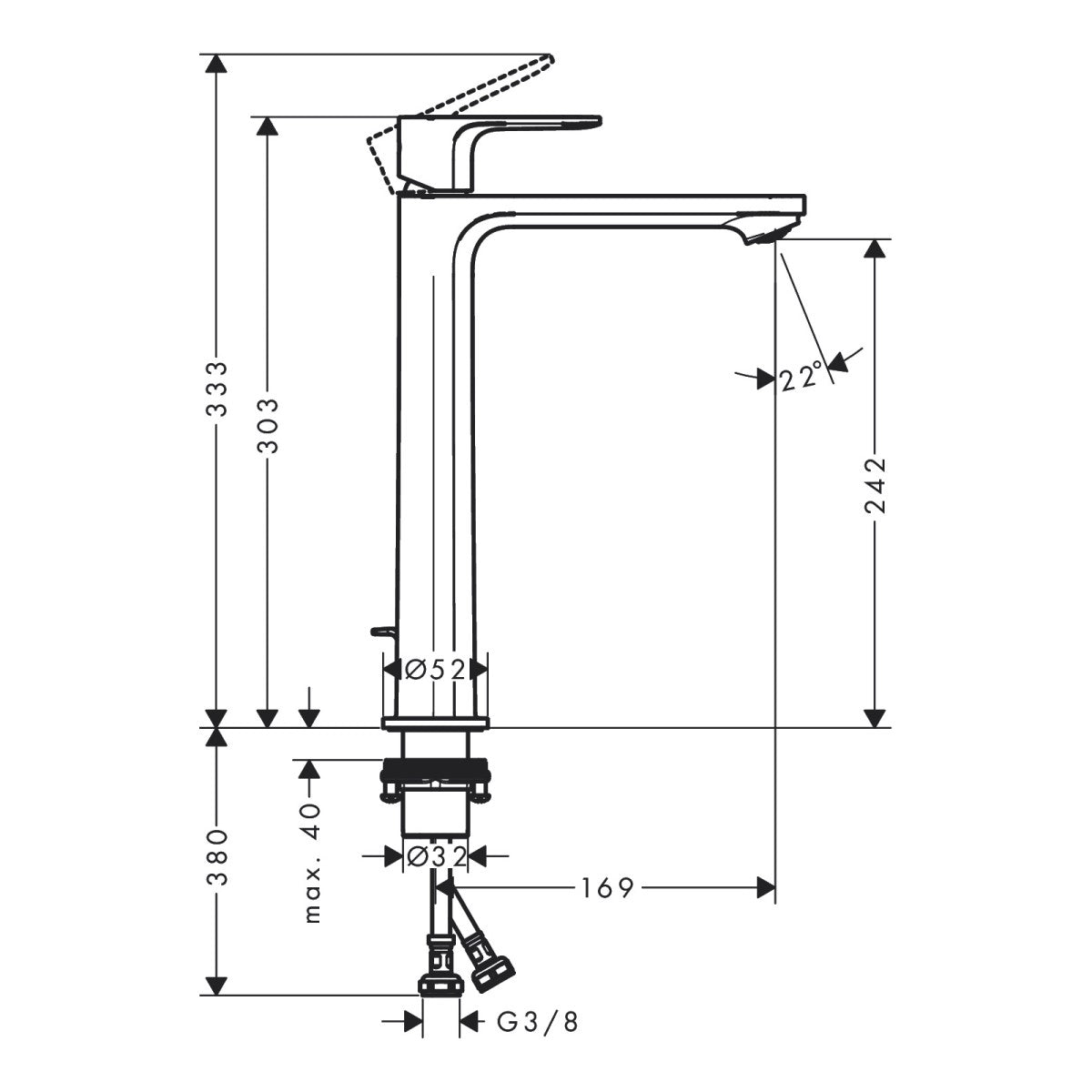 72591670 Hansgrohe Rebris E CoolStart EcoSmart+ 240 visoka armatura za umivalnik