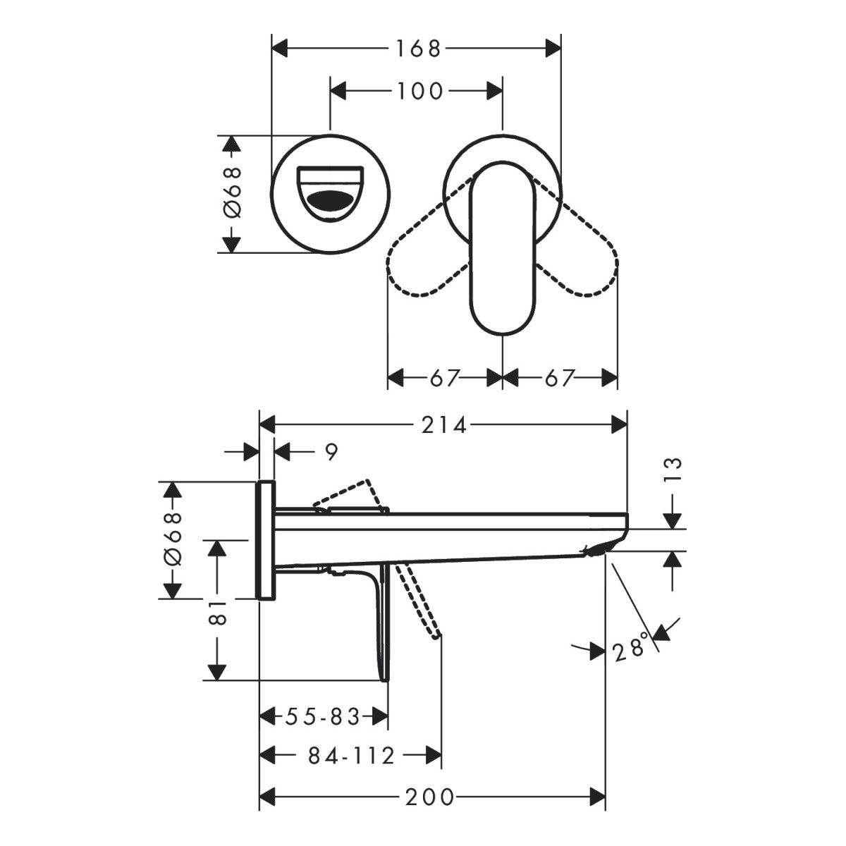 72528670 Hansgrohe Rebris S podometna armatura za umivalnik črna