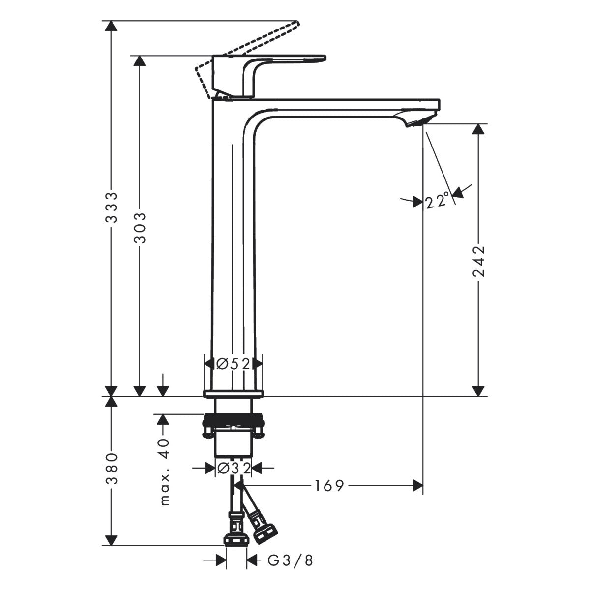 72583000 Hansgrohe Rebris E CoolStart 240 visoka armatura za umivalnik