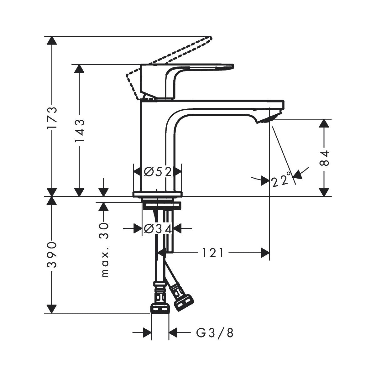 72554670 Hansgrohe Rebris E CoolStart 80 armatura za umivalnik