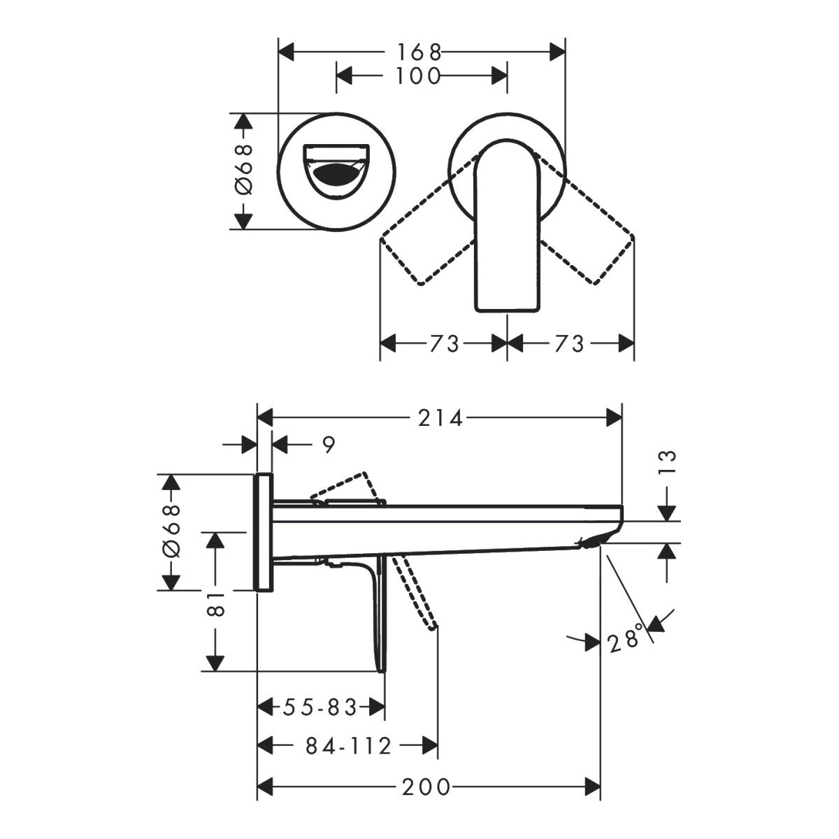 72568670 Hansgrohe Rebris E podometna armatura za umivalnik črna