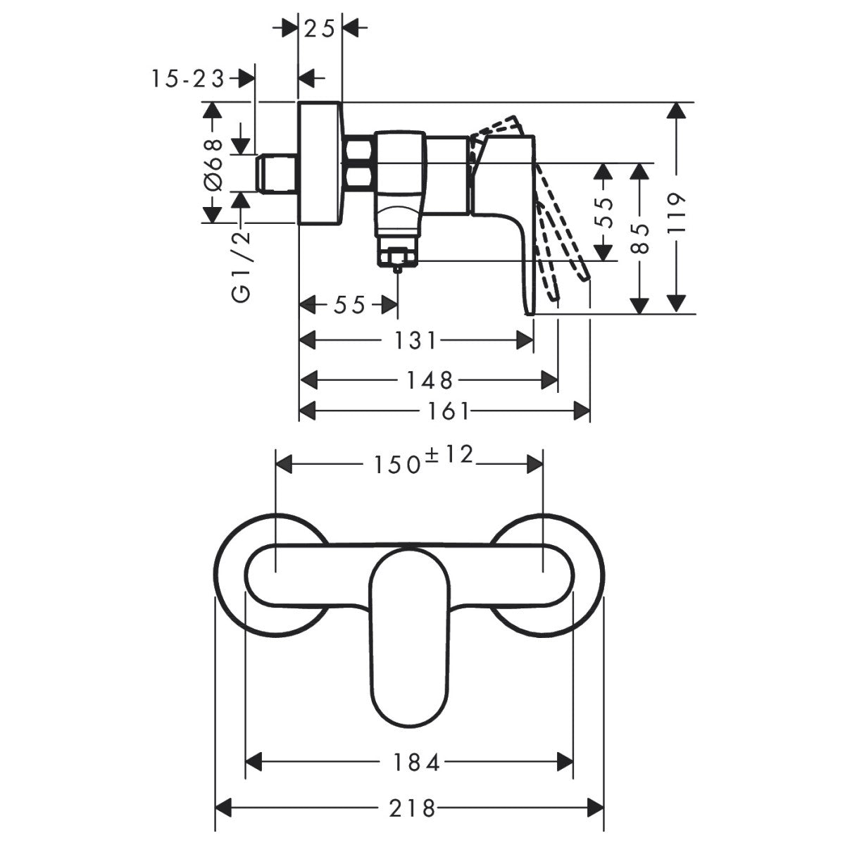 72643000 Hansgrohe Rebris S stenska armatura za tuš