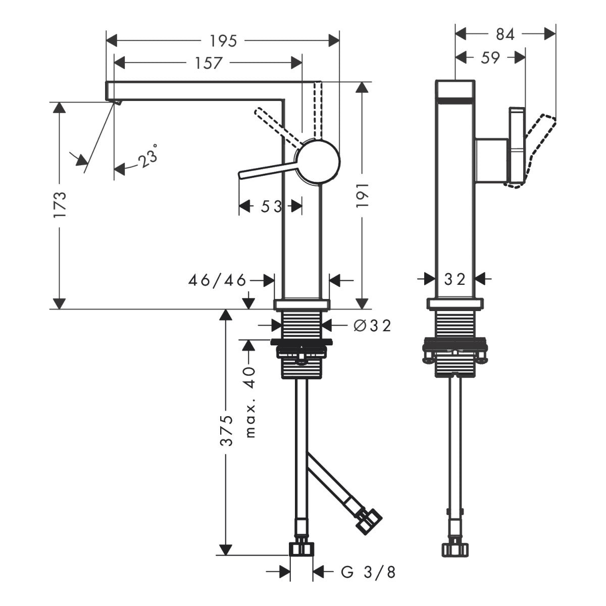 73041670 Hansgrohe Tecturis E CoolStart EcoSmart+ 150 visoka armatura za umivalnik