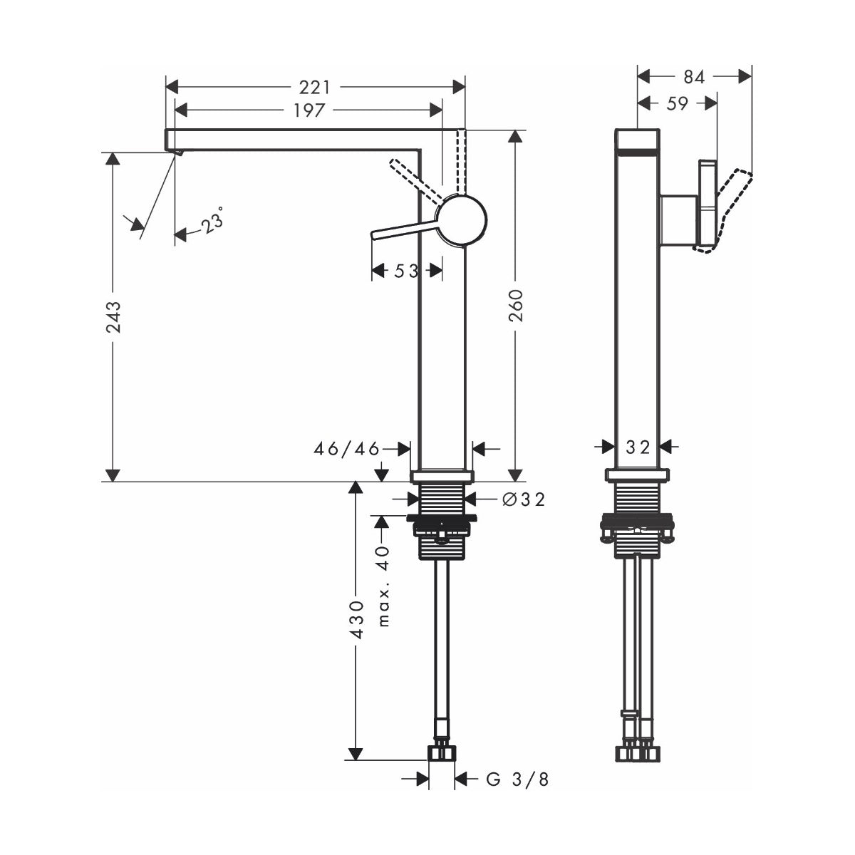 73072140 Hansgrohe Tecturis E CoolStart EcoSmart+ 240 visoka armatura za umivalnik