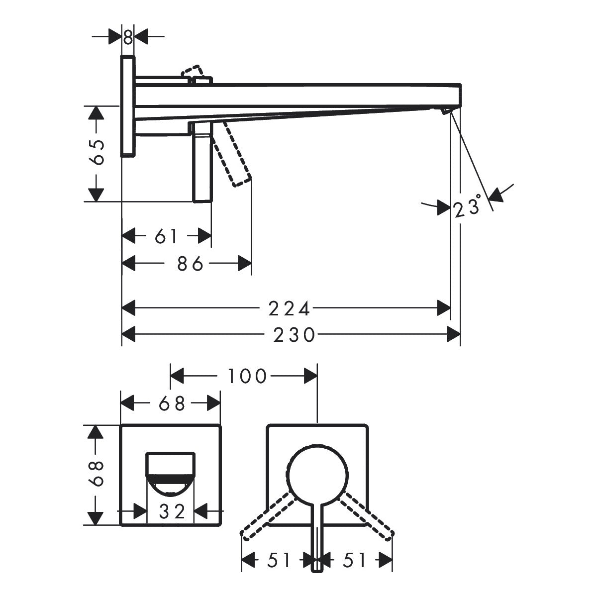 73051000 Hansgrohe Tecturis E EcoSmart+ podometna armatura za umivalnik