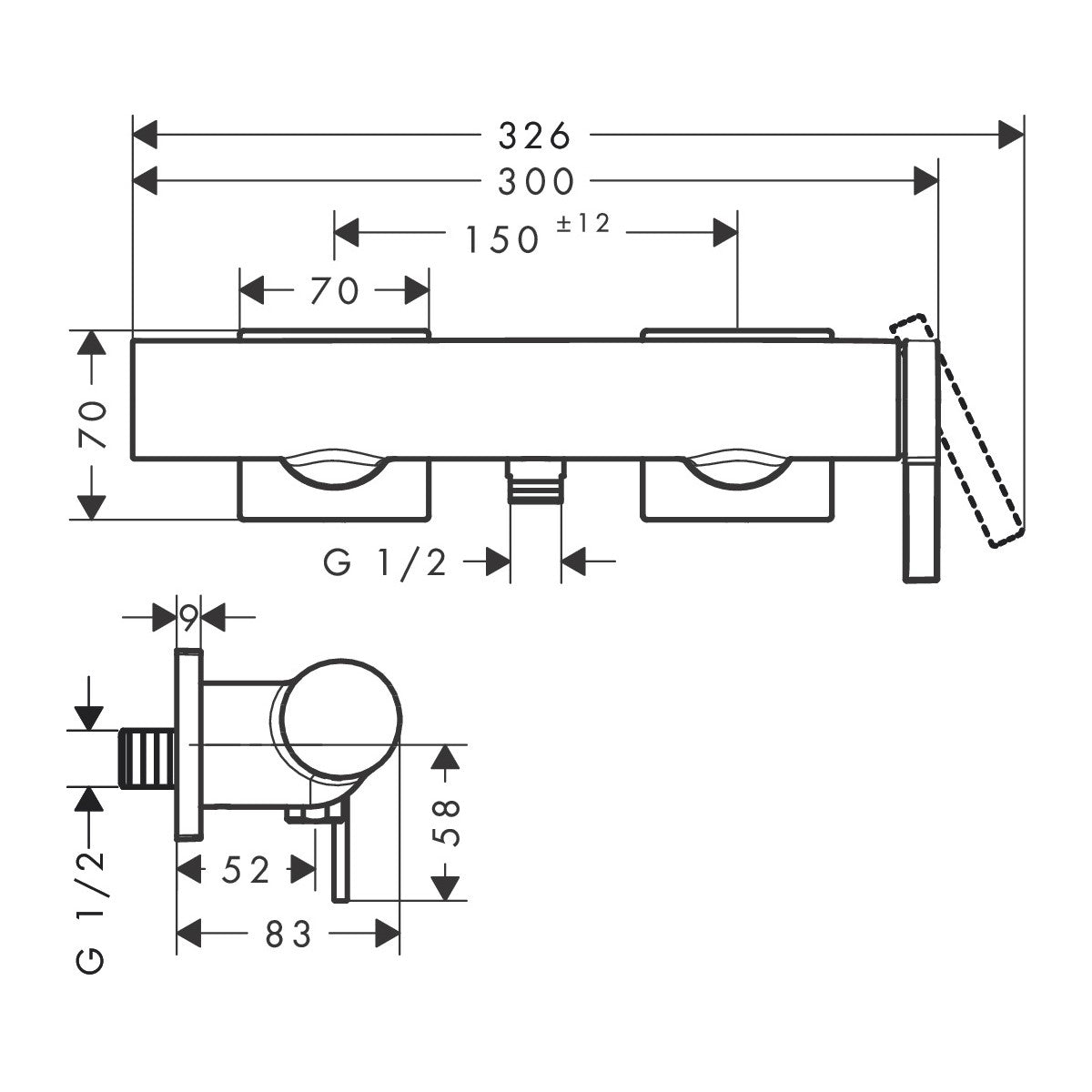 73620000 Hansgrohe Tecturis E stenska armatura za tuš