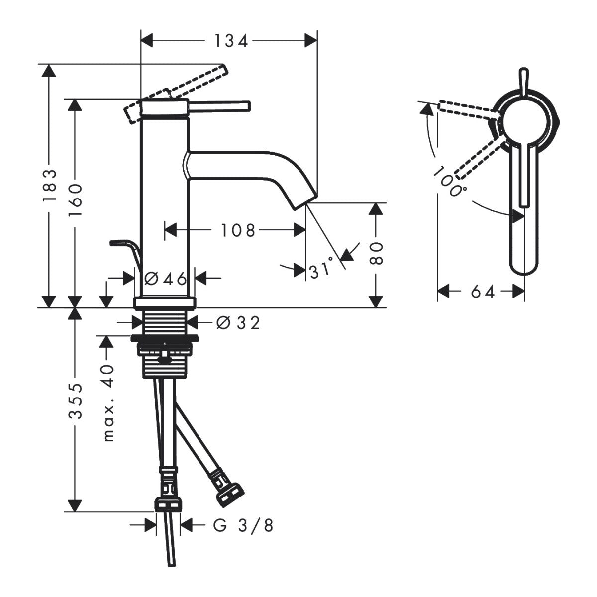 73302670 Hansgrohe Tecturis S CoolStart EcoSmart+ 80 armatura za umivalnik