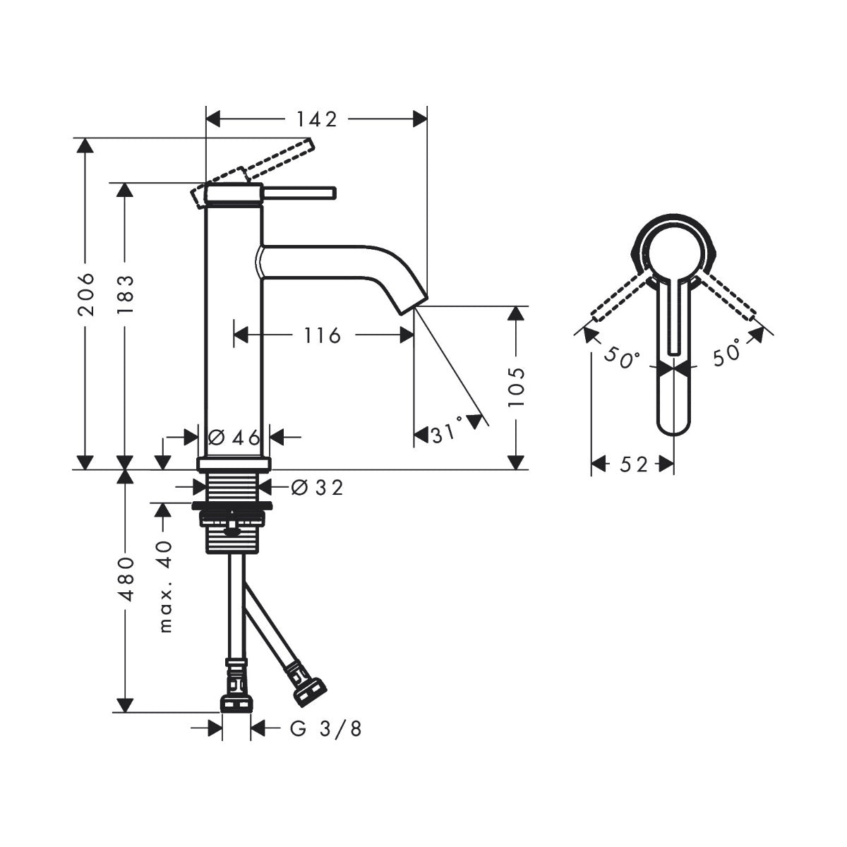 73311000 Hansgrohe Tecturis S EcoSmart+ 110 armatura za umivalnik