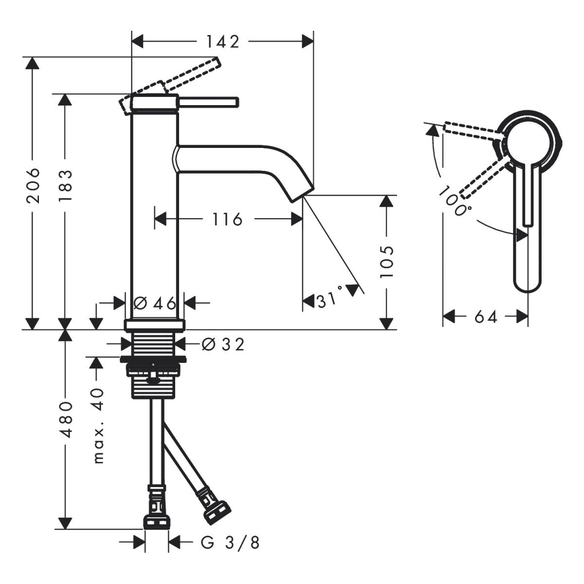 73312670 Hansgrohe Tecturis S CoolStart EcoSmart+ 110 armatura za umivalnik