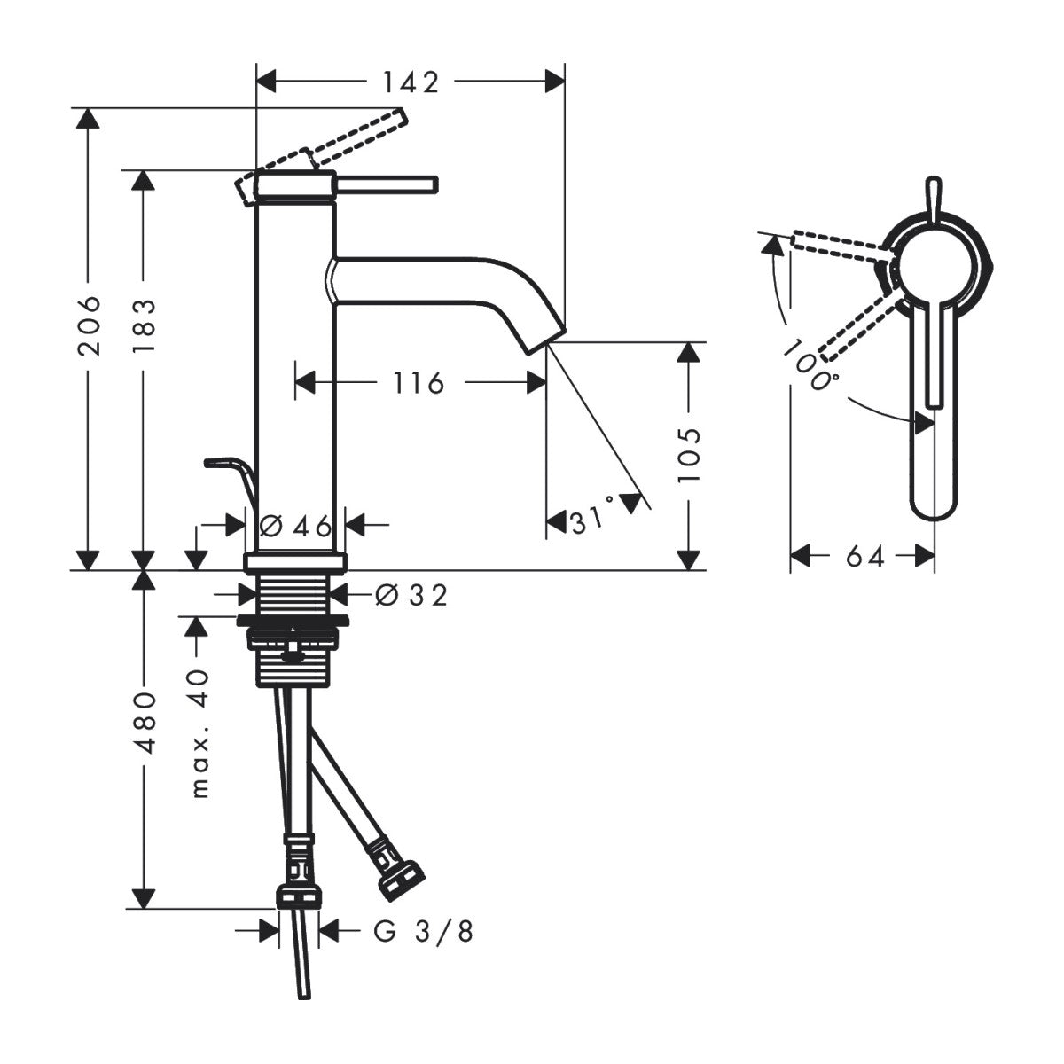 73314000 Hansgrohe Tecturis S CoolStart EcoSmart+ 110 armatura za umivalnik