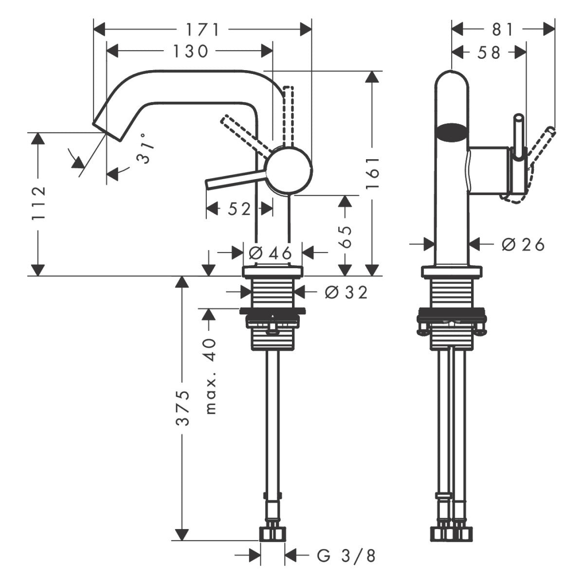 73321000 Hansgrohe Tecturis S CoolStart EcoSmart+ 110 armatura za umivalnik