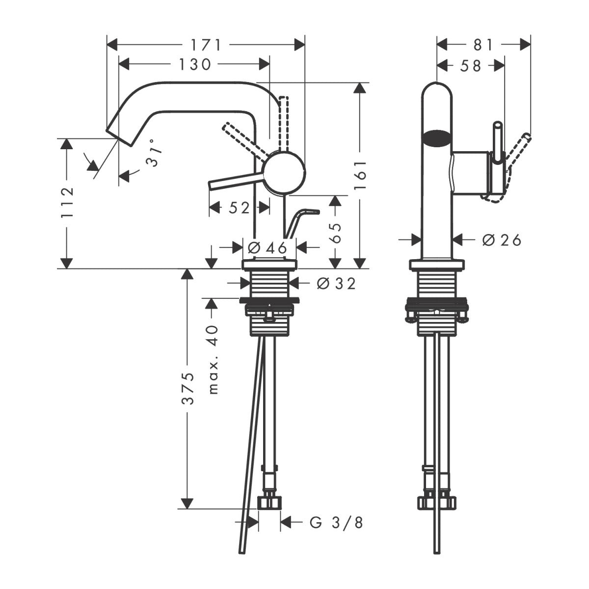 73323670 Hansgrohe Tecturis S CoolStart EcoSmart+ 110 armatura za umivalnik
