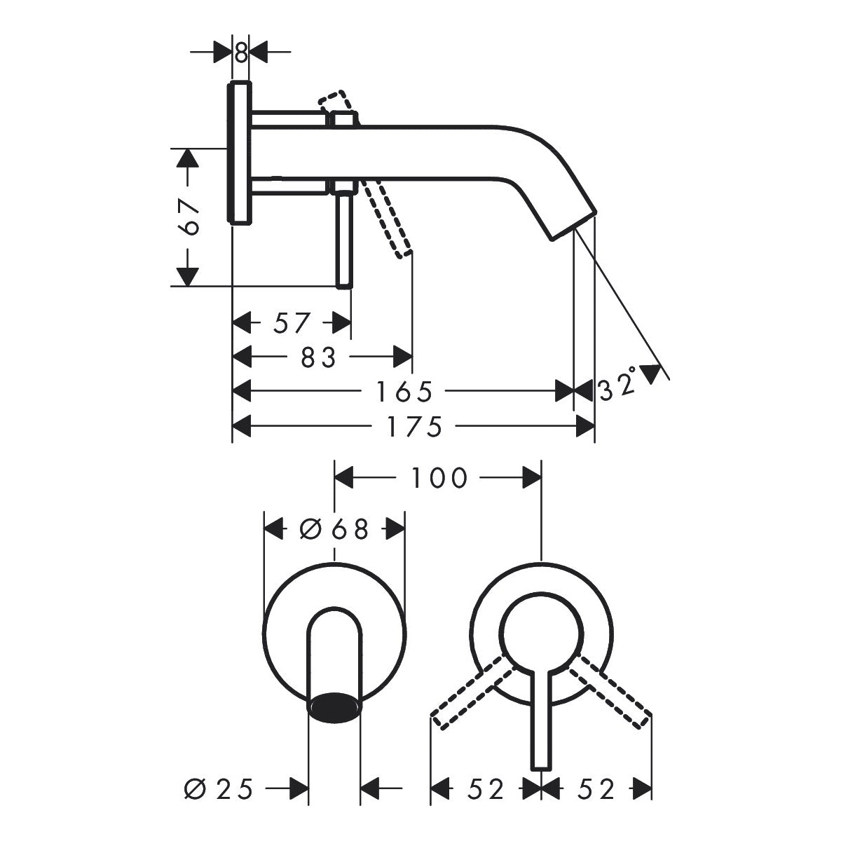 73350670 Hansgrohe Tecturis S EcoSmart+ podometna armatura za umivalnik