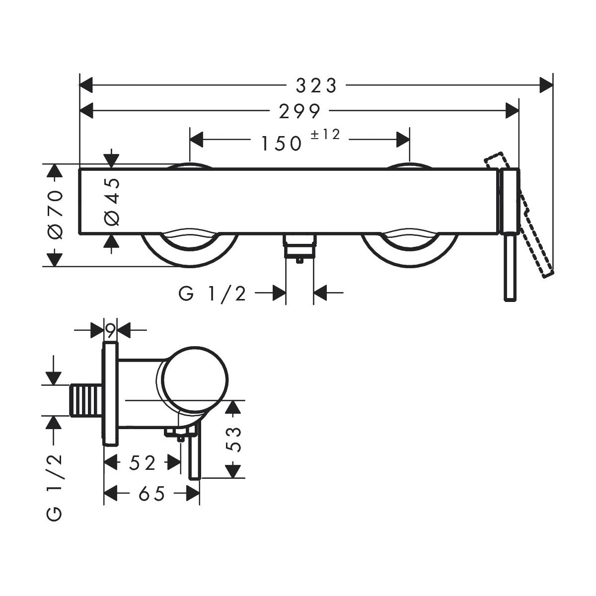 73622670 Hansgrohe Tecturis S stenska armatura za tuš črna