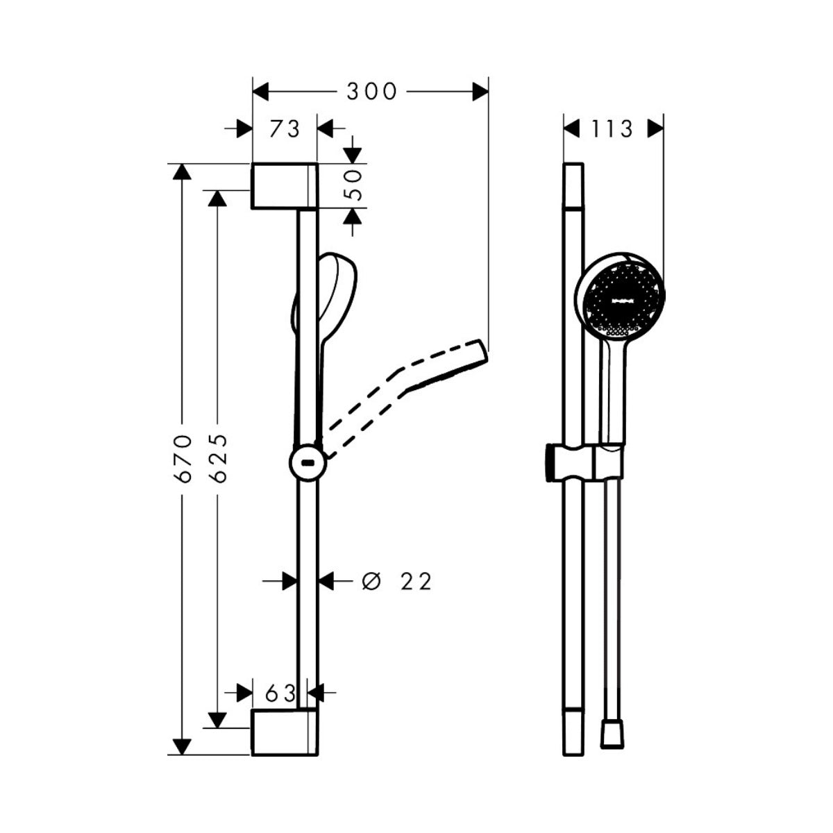 28044670 Hansgrohe Activera Select S 95 EcoSmart tuš set brez armature