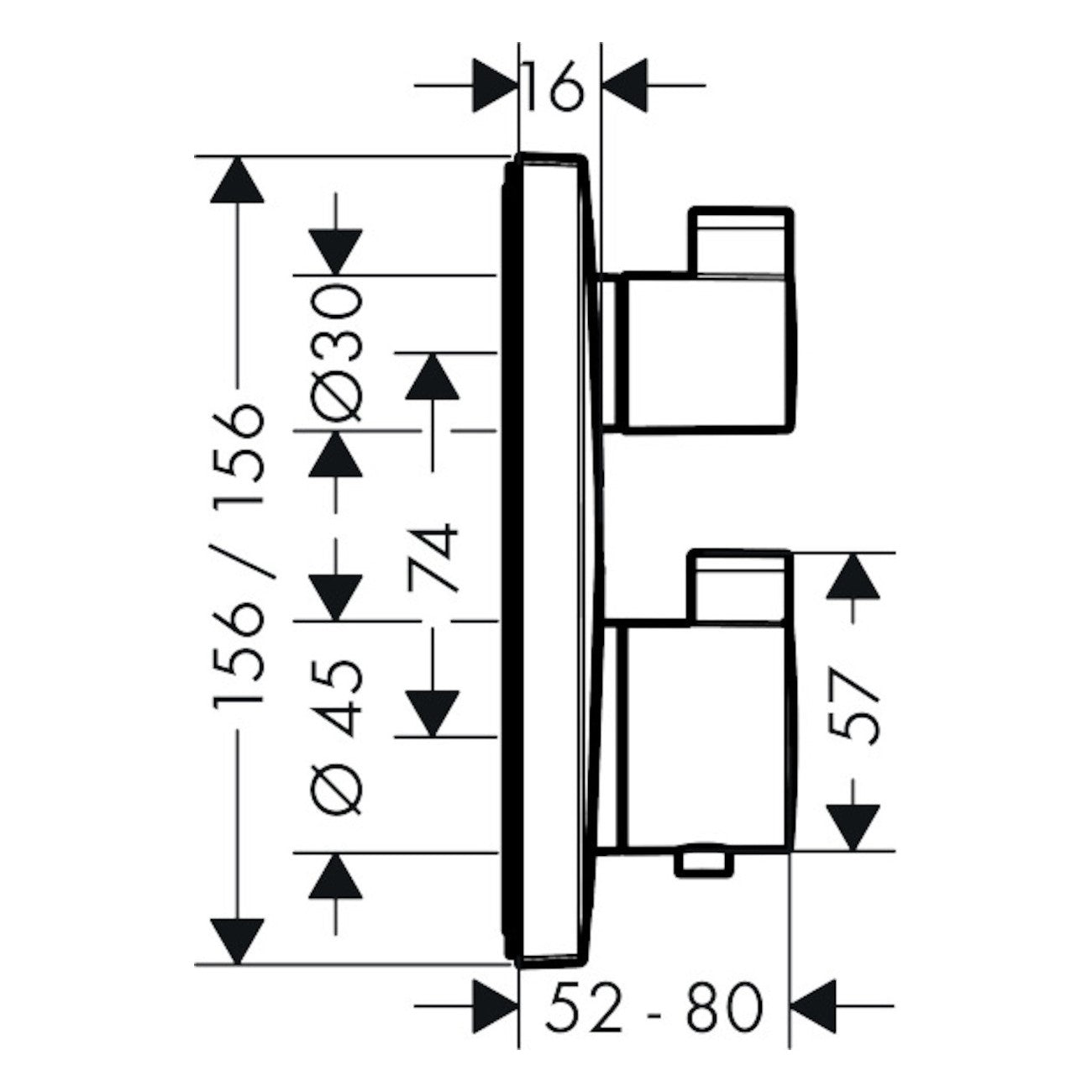 Armature 15714000 Hansgrohe Ecostat Square termostatska pokrivna plošča | KOPALNICA-ONLINE.SI