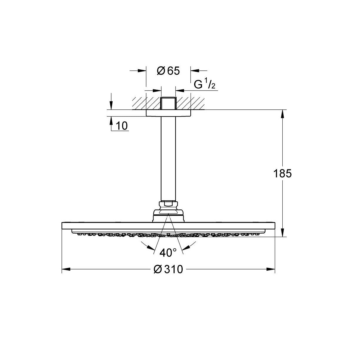 26067GN0 Grohe Rainshower Cosmopolitan 310 1jet nadglavna prha